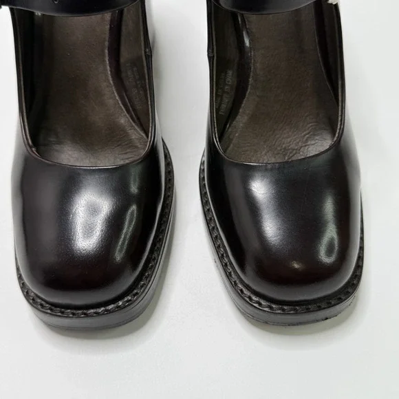 Jeffrey Campbell Mary Jane Heels Leather Mahogany Size 6 Pumps Buckle Strap - Picture 4 of 12
